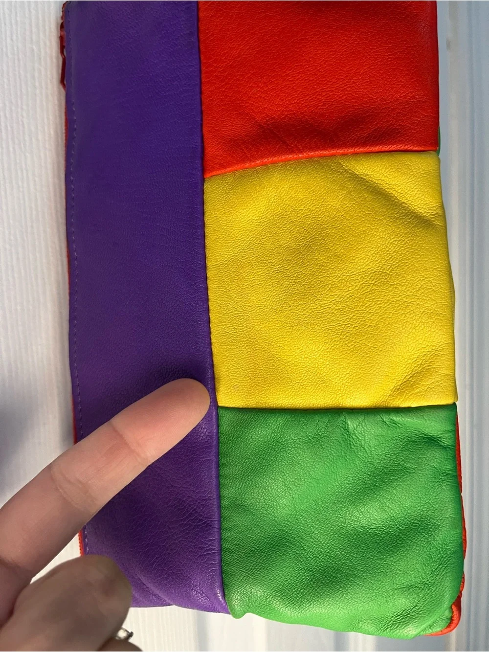Mark Cross Vintage Colorblock Leather Wristlet Clutch Multicolor Retro 80s Rare
